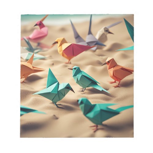 Origami Art _ Tropical Symphony Vibrant Birds Notepad