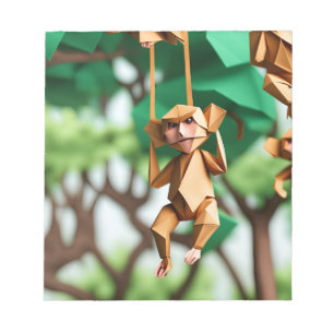 Origami Art - Whimsical Mischief: Playful Monkey Notepad