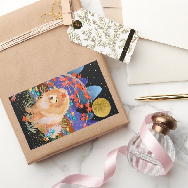 ORIGAMI AUTUMN Chow  rectangle stickers (Gifting)