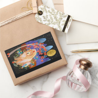 ORIGAMI AUTUMN Chow  rectangle stickers