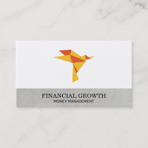 Origami Bird Icon Financial Growth Business Card