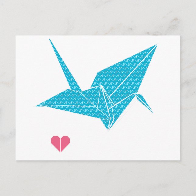 origami bird with heart postcard (Front)