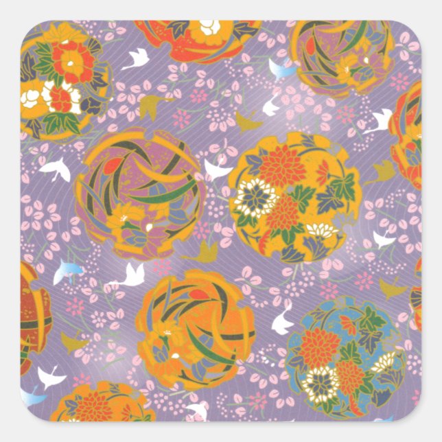 Origami Birds Square Sticker (Front)