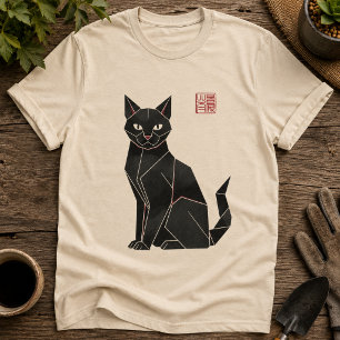 Origami Black Cat  T-Shirt