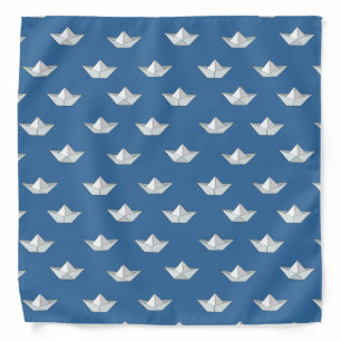 Origami Boats On The Water Pattern Bandana