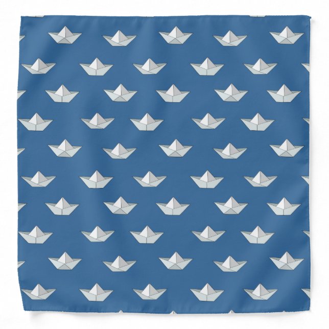 Origami Boats On The Water Pattern Bandana (Front)