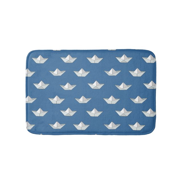 Origami Boats On The Water Pattern Bathroom Mat (Front)
