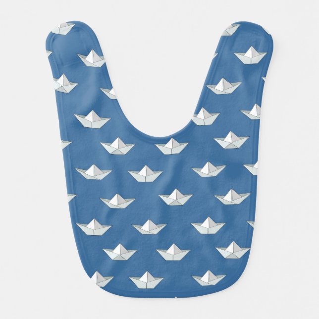 Origami Boats On The Water Pattern Bib (Front)