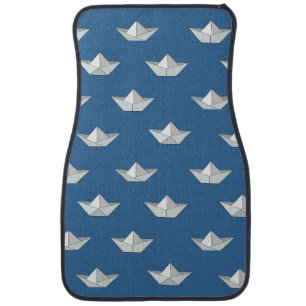 Origami Boats On The Water Pattern Car Mat
