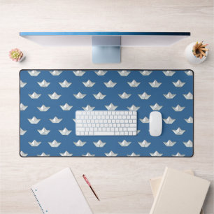 Origami Boats On The Water Pattern Desk Mat
