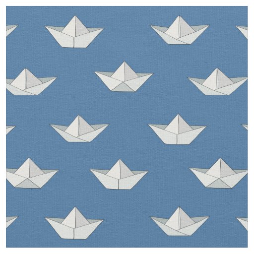 Origami Boats On The Water Pattern Fabric