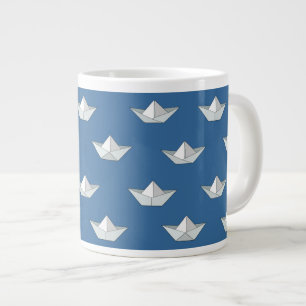 Origami Boats On The Water Pattern Giant Coffee Mug