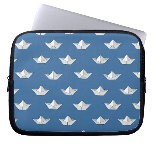 Origami Boats On The Water Pattern Laptop Sleeve (Front)