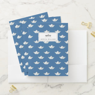Origami Boats On The Water Pattern Pocket Folder