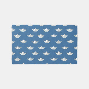 Origami Boats On The Water Pattern Rug