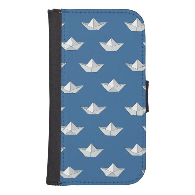 Origami Boats On The Water Pattern Samsung Galaxy Wallet Case (Front)