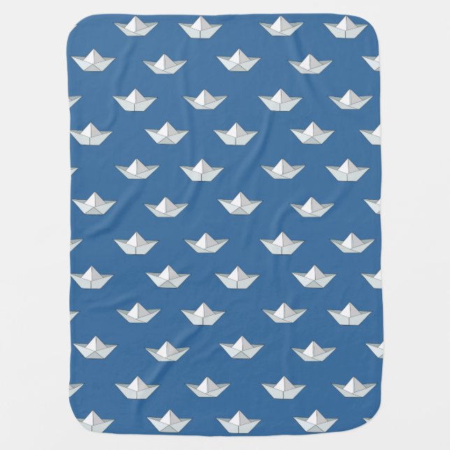 Origami Boats On The Water Pattern Swaddle Blanket (Front)
