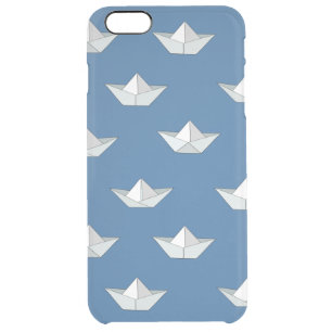 Origami Boats On The Water Pattern Clear iPhone 6 Plus Case