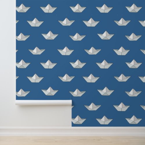 Origami Boats On The Water Pattern Wallpaper