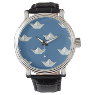Origami Boats On The Water Pattern Watch