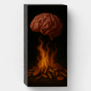 Origami Brain Incinerator Wooden Box Sign