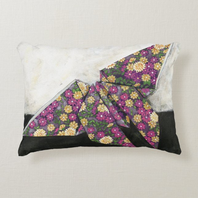 Origami Butterfly on Floral Paper Accent Pillow (Front)