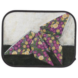 Origami Butterfly on Floral Paper Car Mat