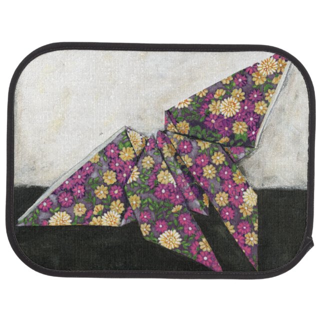 Origami Butterfly on Floral Paper Car Mat (Rear)