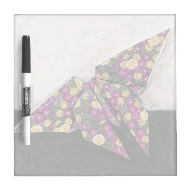 Origami Butterfly on Floral Paper Dry Erase Board (Front)