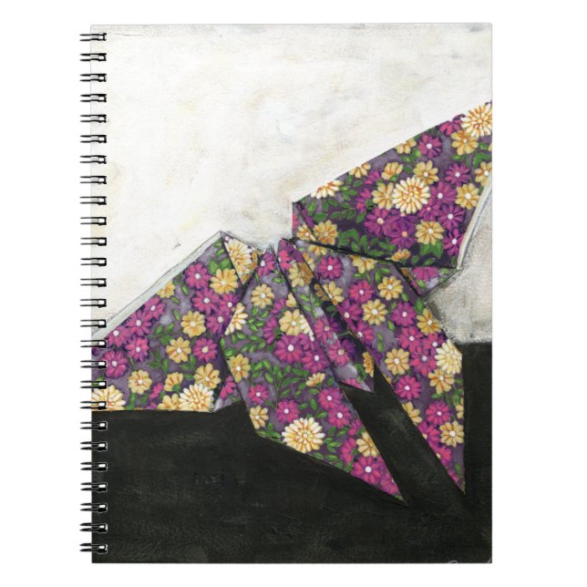 Origami Butterfly on Floral Paper Notebook (Front)