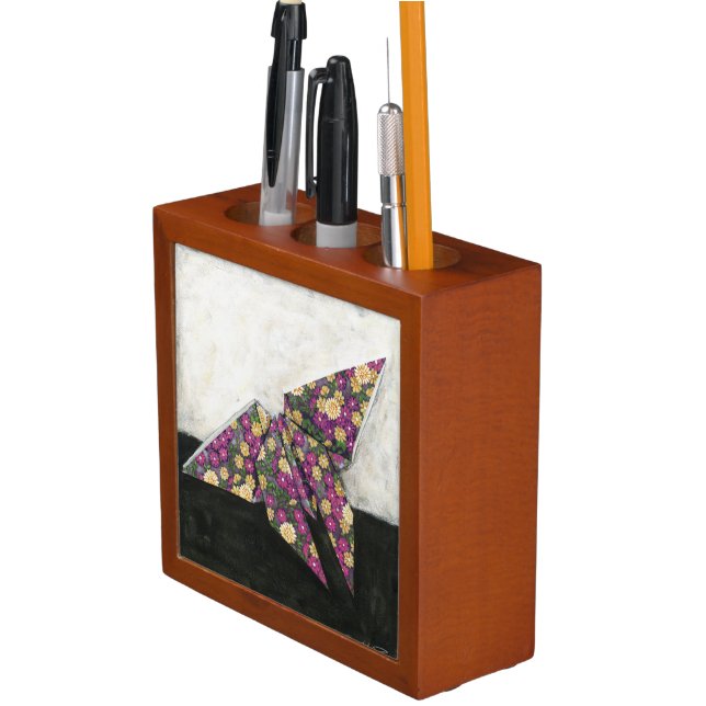 Origami Butterfly on Floral Paper Pencil Holder (In Situ)