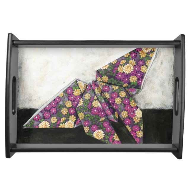Origami Butterfly on Floral Paper Serving Tray (Front)