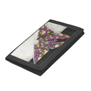 Origami Butterfly on Floral Paper Trifold Wallet