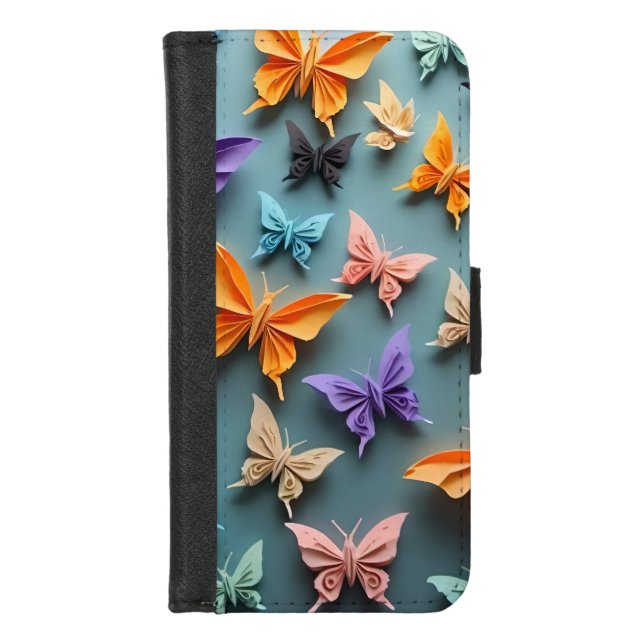 Origami Butterfly Pattern iPhone Wallet Case (Front)