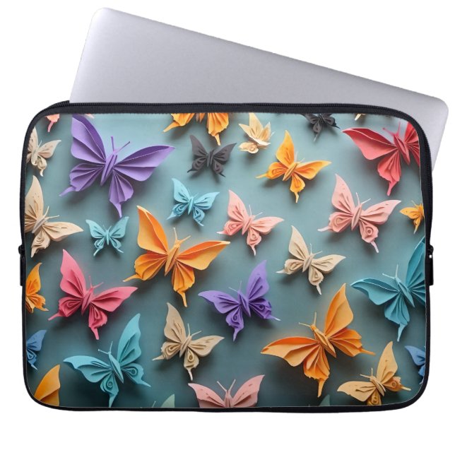 Origami Butterfly Pattern Laptop Sleeve (Front)