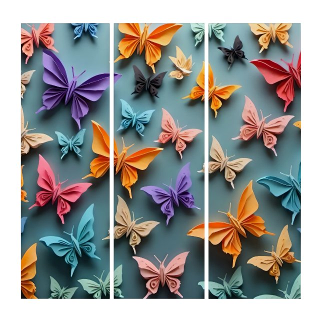 Origami Butterfly Pattern Triptych (Front)