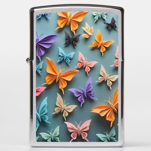 Origami Butterfly Pattern Zippo Lighter (Front)