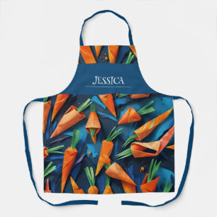 Origami Carrot Watercolor Pattern Personalized Apron