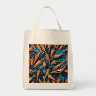 Origami Carrots Acrylic Orange Blue Pattern Tote Bag