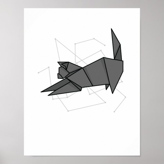 origami cat stretching poster (Front)