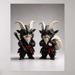 Origami Chibi Krampus Duo Poster