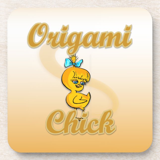 Origami Chick Beverage Coaster (Front)