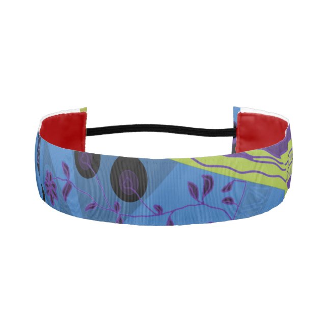 Origami Chintz (L) Blue Indigo Olive Black Athletic Headband (Front)