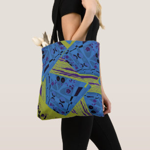 Origami Chintz (L) Blue Indigo Olive Black Tote Bag