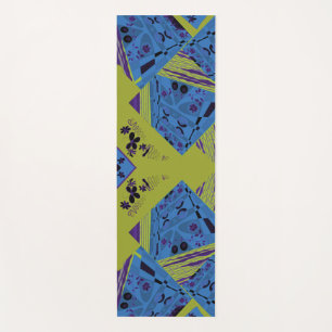 Origami Chintz (L) Blue Indigo Olive Black Yoga Mat