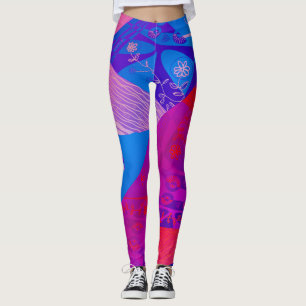Origami Chintz (L) Blue Purple Red Grad Leggings