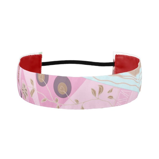 Origami Chintz (L) Dusty Pink Blue Brown White Athletic Headband (Front)