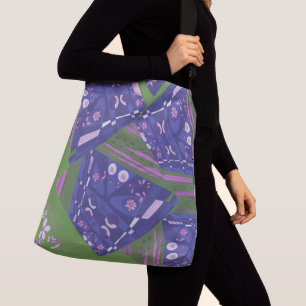 Origami Chintz (L) Dusty Pink Purple Green Crossbody Bag