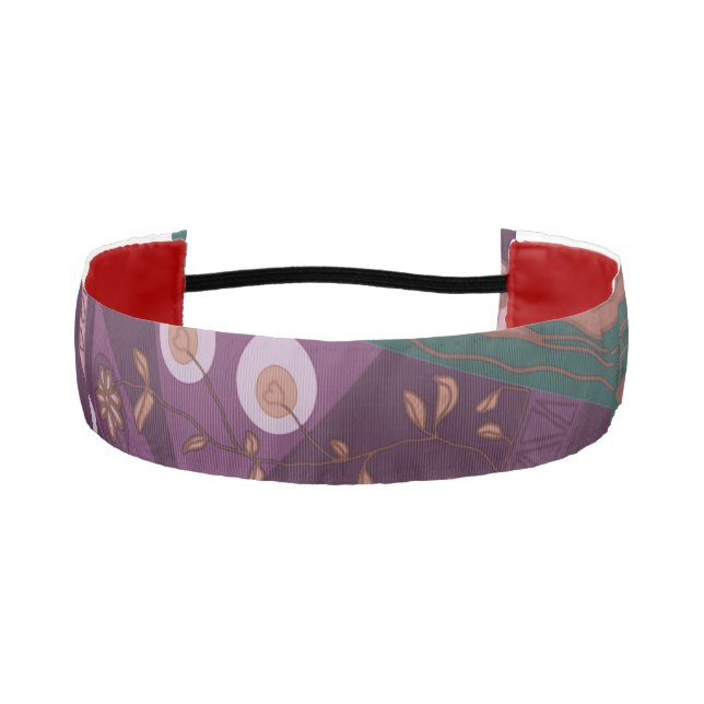 Origami Chintz (L) Dusty Purple Brown Green Athletic Headband (Front)