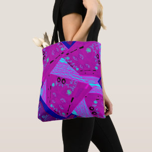 Origami Chintz (L) Fuchsia Turquoise Blue Magenta Tote Bag